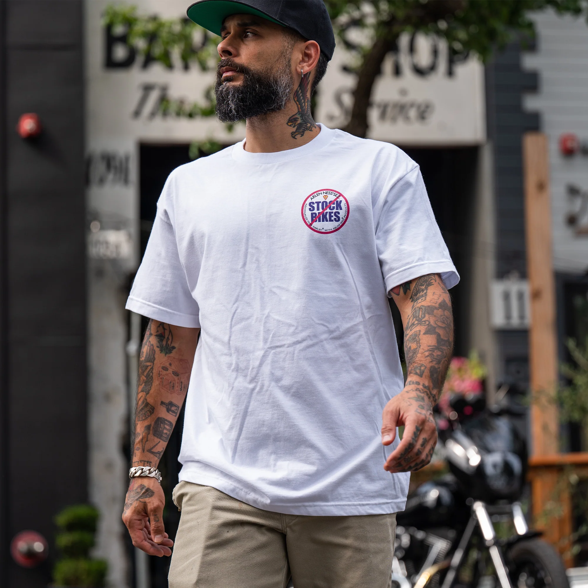 No Stock Bikes T-Shirt, White - Image 3